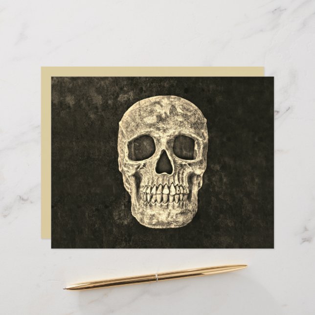 Gothic Black Beige Human Skull Texture (Voorkant / Achterkant in situ)