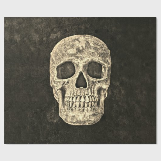 Gothic Black Beige Human Skull Texture Cadeaupapier (Vlak)
