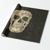 Gothic Black Beige Human Skull Texture Cadeaupapier (Uitgerold)