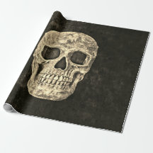 Gothic Black Beige Human Skull Texture