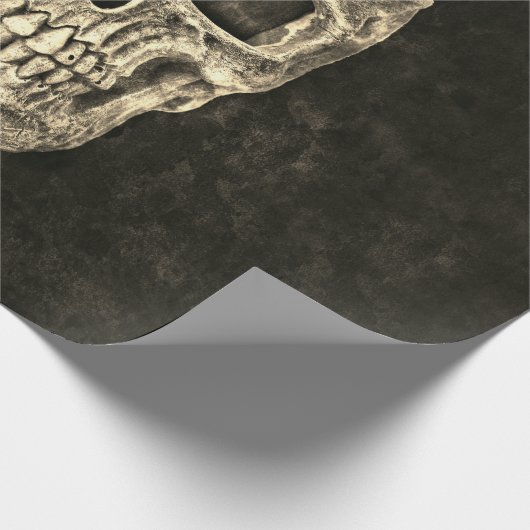 Gothic Black Beige Human Skull Texture Cadeaupapier (Hoek)