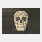 Gothic Black Beige Human Skull Texture Inpakpapier Vel (Voorkant 2)