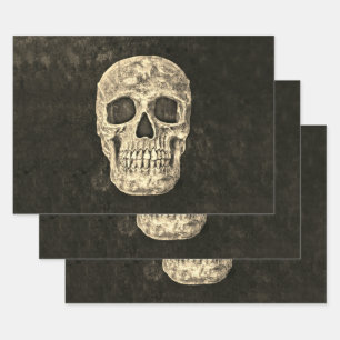 Gothic Black Beige Human Skull Texture Inpakpapier Vel