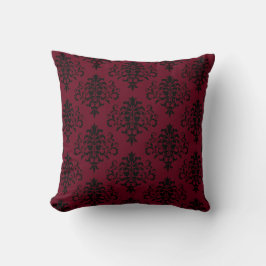 Gothic Black & Berry Damask Pattern Kussen