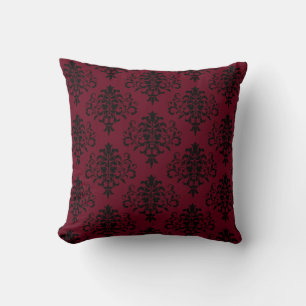 Gothic Black & Berry Damask Pattern Kussen