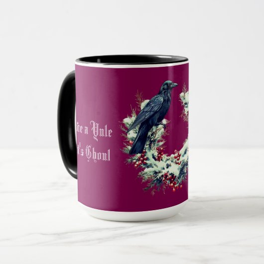 Gothic Black Bird Kerstkrans Mok (Voorkant links)
