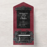 Gothic Black Border 2 & Zwarte Rozen Wijn Geen Din All In One Uitnodiging<br><div class="desc">VERKRIJGBAAR MET OF ZONDER QR-CODE OF MET OF ZONDER KEUZEMOGELIJKHEDEN VOOR DINERS. Breng uw gasten naar een wereld van duistere, betoverende elegantie met onze gotische bruiloft uitnodiging. De diepe, gerijpte bordeaux-wijnachtergrond vormt de etappe voor een opvallend contrast, omdat er uit ingewikkelde zwarte tekstvakken vet witte tekst naar voren komt. Een...</div>