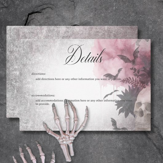 Gothic Black & Bourgondische schedel & spin Detail Informatiekaartje