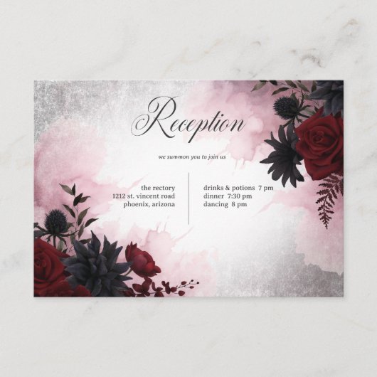 Gothic Black & Bourgondische schedel & spin ontvan Informatiekaartje (Voorkant)