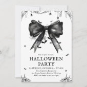 Gothic Black Bow Coquette Halloween Party Kaart (Voorkant)