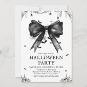 Gothic Black Bow Coquette Halloween Party Kaart (Voorkant)