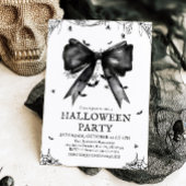 Gothic Black Bow Coquette Halloween Party Kaart