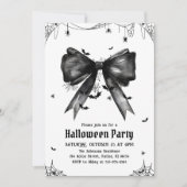 Gothic Black Bow Coquette Halloween Party Kaart (Voorkant)