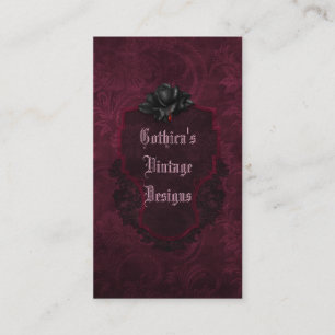 Gothic Black Burgundy Damask Blood Roos Visitekaartje