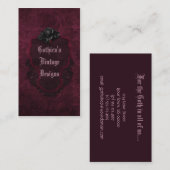 Gothic Black Burgundy Damask Blood Roos Visitekaartje (Voorkant / Achterkant)