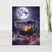 Gothic Black Carriage Halloween Kaart (Voorkant)