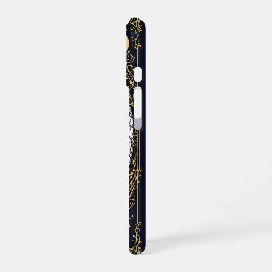 Gothic Black Cat and Candle Moonlit Frame iPhone 16 Hoesje (Linkerkant)