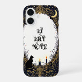 Gothic Black Cat and Candle Moonlit Frame iPhone 16 Hoesje (Achterkant)