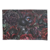 Gothic Black Cat & Dark Flowers  Kussensloop (Voorkant)