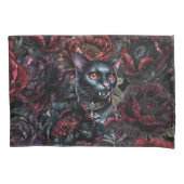 Gothic Black Cat & Dark Flowers  Kussensloop (Voorkant)