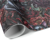 Gothic Black Cat & Dark Flowers Pattern  Cadeaupapier (Rol Hoek)