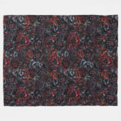 Gothic Black Cat & Dark Flowers Pattern  Fleece Deken (Voorkant (Horizontaal))