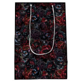 Gothic Black Cat & Dark Flowers Pattern  Medium Cadeauzakje (Achterkant)