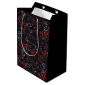 Gothic Black Cat & Dark Flowers Pattern  Medium Cadeauzakje (Achterkant Gekanteld)