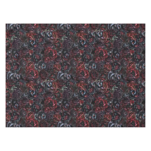 Gothic Black Cat & Dark Flowers Pattern  Tafelkleed (Voorkant (Horizontaal))