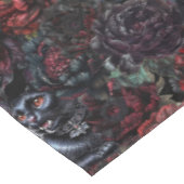 Gothic Black Cat & Dark Flowers Pattern  Tafelkleed (Gekanteld)