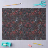 Gothic Black Cat & Dark Flowers Pattern  Tissuepapier (Craft)