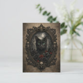 Gothic Black Cat Postcard - Dark Victorian Briefkaart (Staand voorkant)