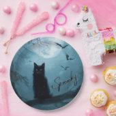 Gothic Black Cat Spooky Halloween Papieren Bordje (Feest)