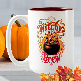 Gothic Black Cauldron Halloween Coffee Witch Brew Tweekleurige Koffiemok