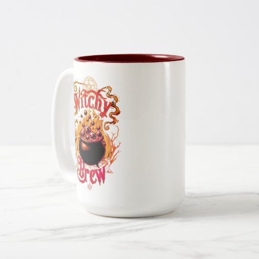 Gothic Black Cauldron Halloween Coffee Witch Brew Tweekleurige Koffiemok (Voorkant links)