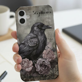 Gothic Black Crow Donkere Academics iPhone 16 Hoesje