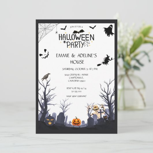 Gothic Black Crow Halloween Party  Kaart (Staand voorkant)