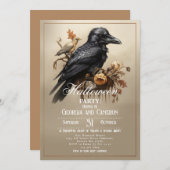 Gothic Black Crow Halloween Party Kaart (Voorkant / Achterkant)