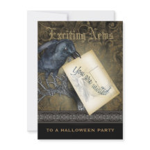 Gothic Black Crow Medium Invitation