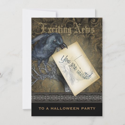 Gothic Black Crow Medium Invitation Kaart (Voorkant)