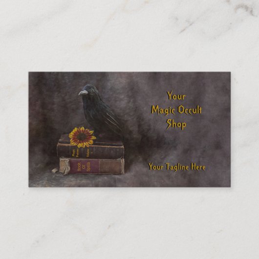 Gothic Black Crow  Old Magic Occult Books Visitekaartje (Voorkant)