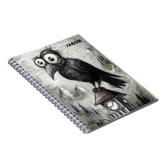 Gothic Black Crow Spooky Notitieboek (Rechterzijde)