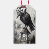 Gothic Black Crow & Toren Griezelen Halloween Cadeaulabel (Achterkant)