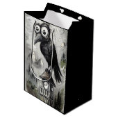 Gothic Black Crow & Tower Spooky Halloween Medium Cadeauzakje (Voorkant Gekanteld)