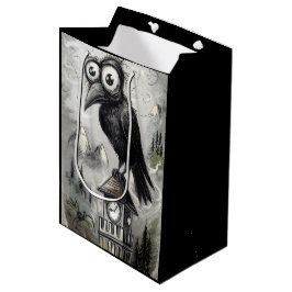 Gothic Black Crow & Tower Spooky Halloween Medium Cadeauzakje