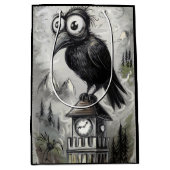 Gothic Black Crow & Tower Spooky Halloween Medium Cadeauzakje (Voorkant)
