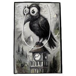Gothic Black Crow & Tower Spooky Halloween Medium Cadeauzakje
