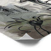 Gothic Black Crow & Tower Spooky Halloween Poster (Hoek)