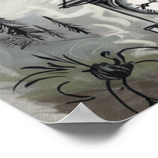 Gothic Black Crow & Tower Spooky Halloween Poster (Hoek)