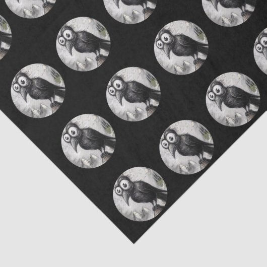 Gothic Black Crow & Tower Spooky Halloween Tissuepapier (Detail)